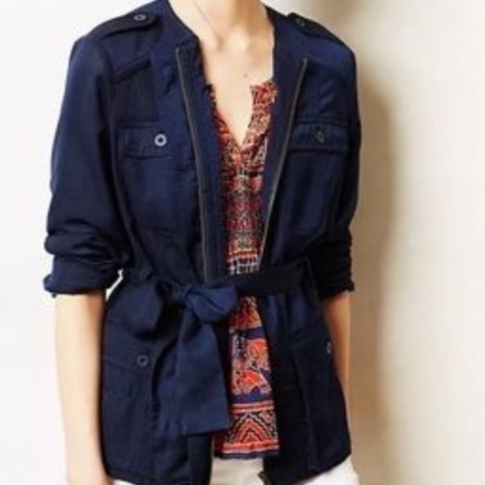 ANTHROPOLOGIE Hei Hei Silky Belted Anorak Jacket